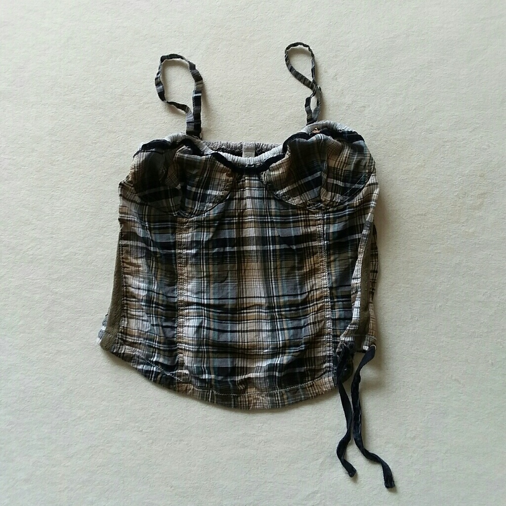 Superdry White Label Plaid Velvet Crop